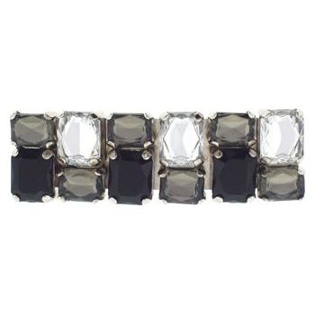 Karen Marie - Rhinestone Barrette - Jet Black w/White & Black Diamond (1)