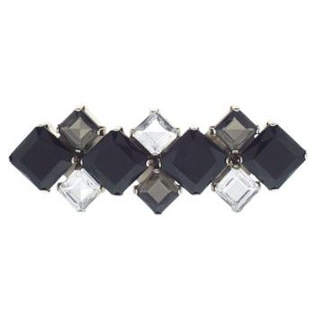 Karen Marie - Zig Zag Large Stone Barrette - Jet Black w/White & Black Diamond (1)