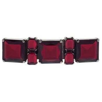 Karen Marie - Three Large Stone Barrette - Burgundy (1)
