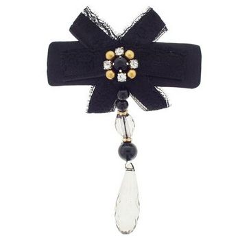 DaCee Designs - Satin & Lace Barrette - Black