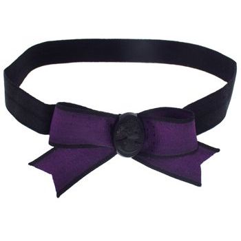 Candace Ang - Stretch Headband with Cameo Bow - Purple