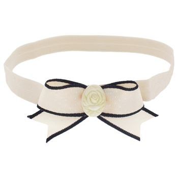 Candace Ang - Stretch Headband with Cameo Bow - Cream/Cream