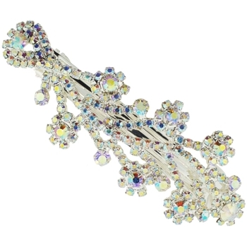 Karen Marie - Crystal Floral Bouquet Barrette - White AB (1)