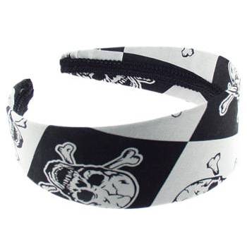 Karen Marie - Skull Headband - White Band w/Skulls & Black Accent Squares (1)