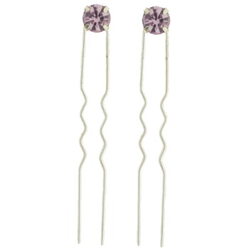 Karen Marie - Crystal French Hairpins - Large - Amethyst/Silver (2)