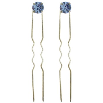 Karen Marie - Crystal French Hairpins - Large - Blue/Silver (2)