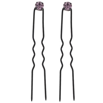 Karen Marie - Crystal French Hairpins - Small - Amethyst/Black (2)