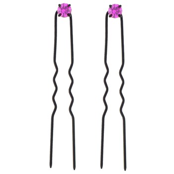 Karen Marie - Crystal French Hairpins - Small - Pink/Black (2)