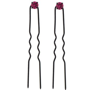 Karen Marie - Crystal French Hairpins - Small - Red/Black (2)