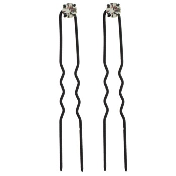 Karen Marie - Crystal French Hairpins - Small - White/Black (2)