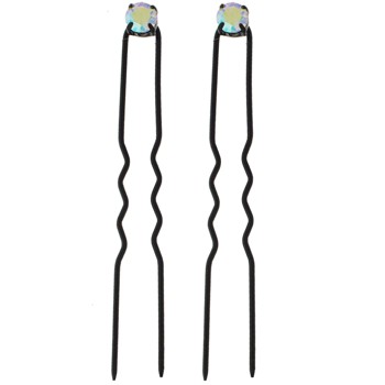 Karen Marie - Crystal French Hairpins - Small - White AB/Black (2)