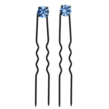 Karen Marie - Crystal French Hairpins - Large - Blue/Black (2)