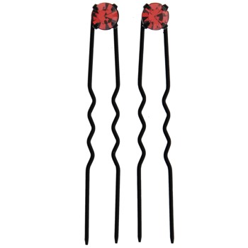 Karen Marie - Crystal French Hairpins - Large - Red/Black (2)
