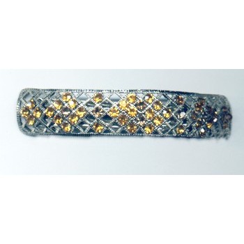 Austrian Crystal Diamond Filigree Bar - Amber