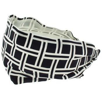 Frank & Kahn - Silk/Poly Blend Scarf Headband - Black & White