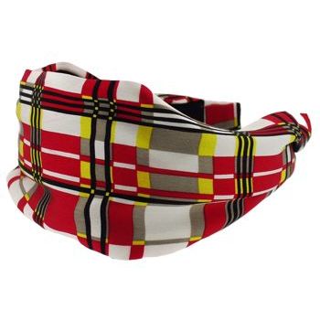 Frank & Kahn - Silk Charmeuse Scarf Headband - Stitch Pattern - Red