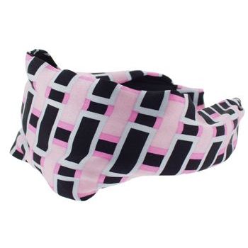 Frank & Kahn - Silk Charmeuse Scarf Headband - Pink w/Black