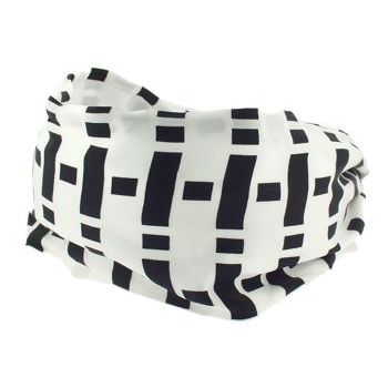 Frank & Kahn - Silk Charmeuse Scarf Headband - White w/Black