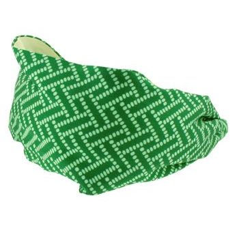 Frank & Kahn - Silk Charmeuse Scarf Headband - Green w/Dot Pattern