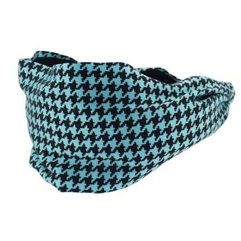 Frank & Kahn - Silk Charmeuse Scarf Headband - Houndstooth - Teal