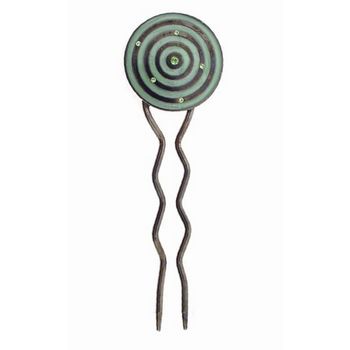 Fred & Lola - Bullseye Enamel Hairstick (1) Green & Brown