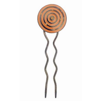 Fred & Lola - Bullseye Enamel Hairstick (1) Orange & Brown