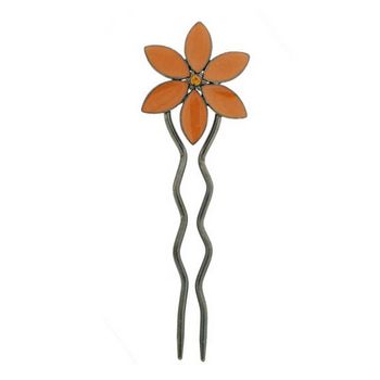 Fred & Lola - Enamel Flower Hairstick (1) - Orange