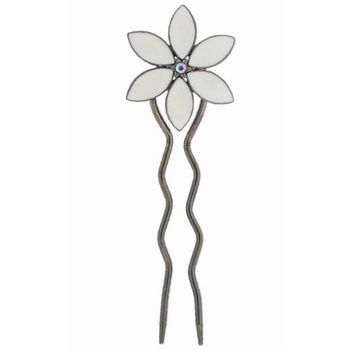 Fred & Lola - Enamel Flower Hairstick (1) - White