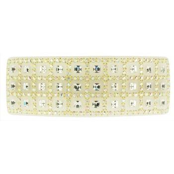 France Luxe - Rec Vol Barrette  w/Swarovski Grid - Ivory