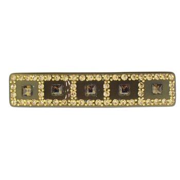 France Luxe - Small Rec Barrette w/Swarovski Grid - Olive