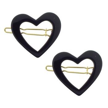 France Luxe - Small Cutout Heart Barrettes - Black (2)