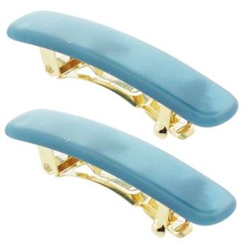 France Luxe - Mini Rectangle Barrettes - Nacro Bright Aqua (2)