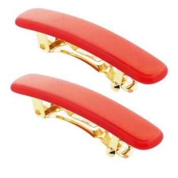 France Luxe - Mini Rectangle Barrettes - Nacro Bright Orange (2)