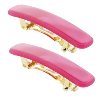 France Luxe - Mini Rectangle Barrettes - Nacro Bright Candy Pink (2)