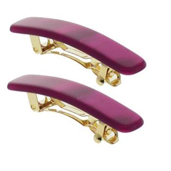 France Luxe - Mini Rectangle Barrettes - Nacro Bright Plum (2)