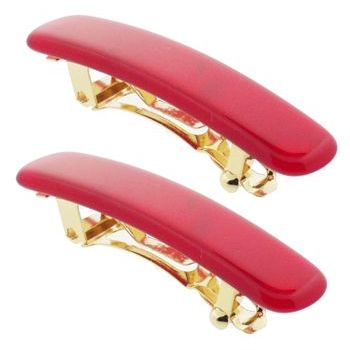 France Luxe - Mini Rectangle Barrettes - Nacro Bright Red (2)