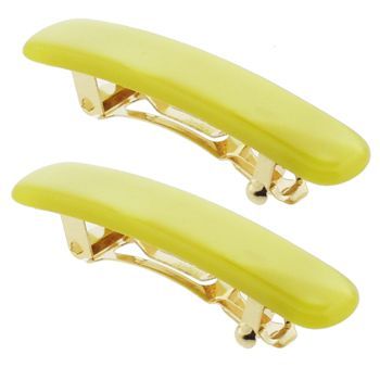 France Luxe - Mini Rectangle Barrettes - Nacro Bright Yellow (2)