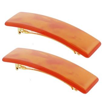 France Luxe - Small Rectangle Barrette - Nacro Bright Orange (2)