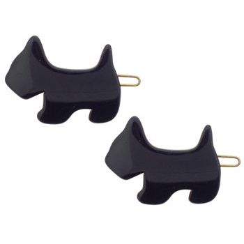 France Luxe - Mini Scotty Dog Barrettes - Black (2)