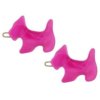 France Luxe - Mini Scotty Dog Barrettes - Pink (2)