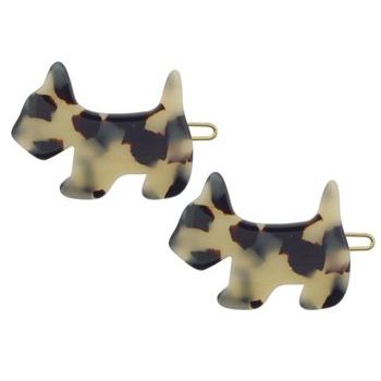 France Luxe - Mini Scotty Dog Barrettes - Ivory Tokyo (2)