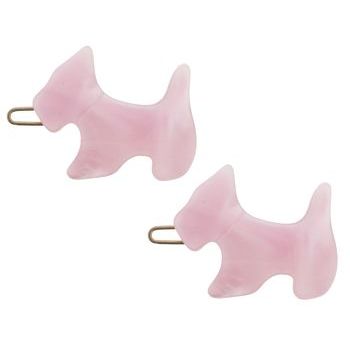 France Luxe - Mini Scotty Dog Barrettes - Soft Pink (2)