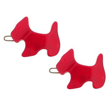 France Luxe - Mini Scotty Dog Barrettes - Red (2)