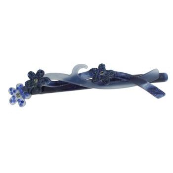 France Luxe - Three Flower Barrette - Swarovski - Blue