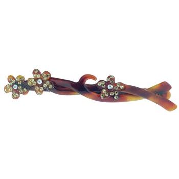 France Luxe - Three Flower Barrette - Swarovski - Tort