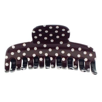 France Luxe - Medium Jaw Clip - Brown w/ Brown Dots