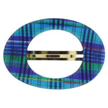 France Luxe - JackieO Cutout Barrette - Plaid Blue