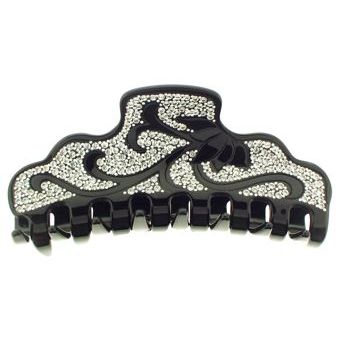 France Luxe - Large Floral Jaw w/Swarovski Crystals - Black