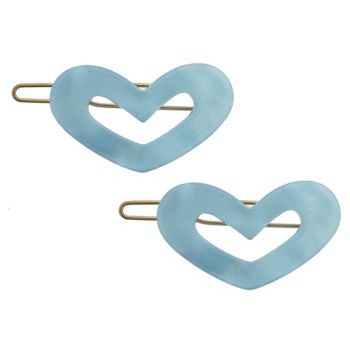 France Luxe - Mini Cutout Heart Barrettes - Aqua (2)