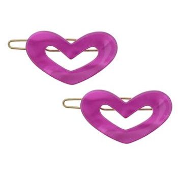 France Luxe - Mini Cutout Heart Barrettes - Plum (2)